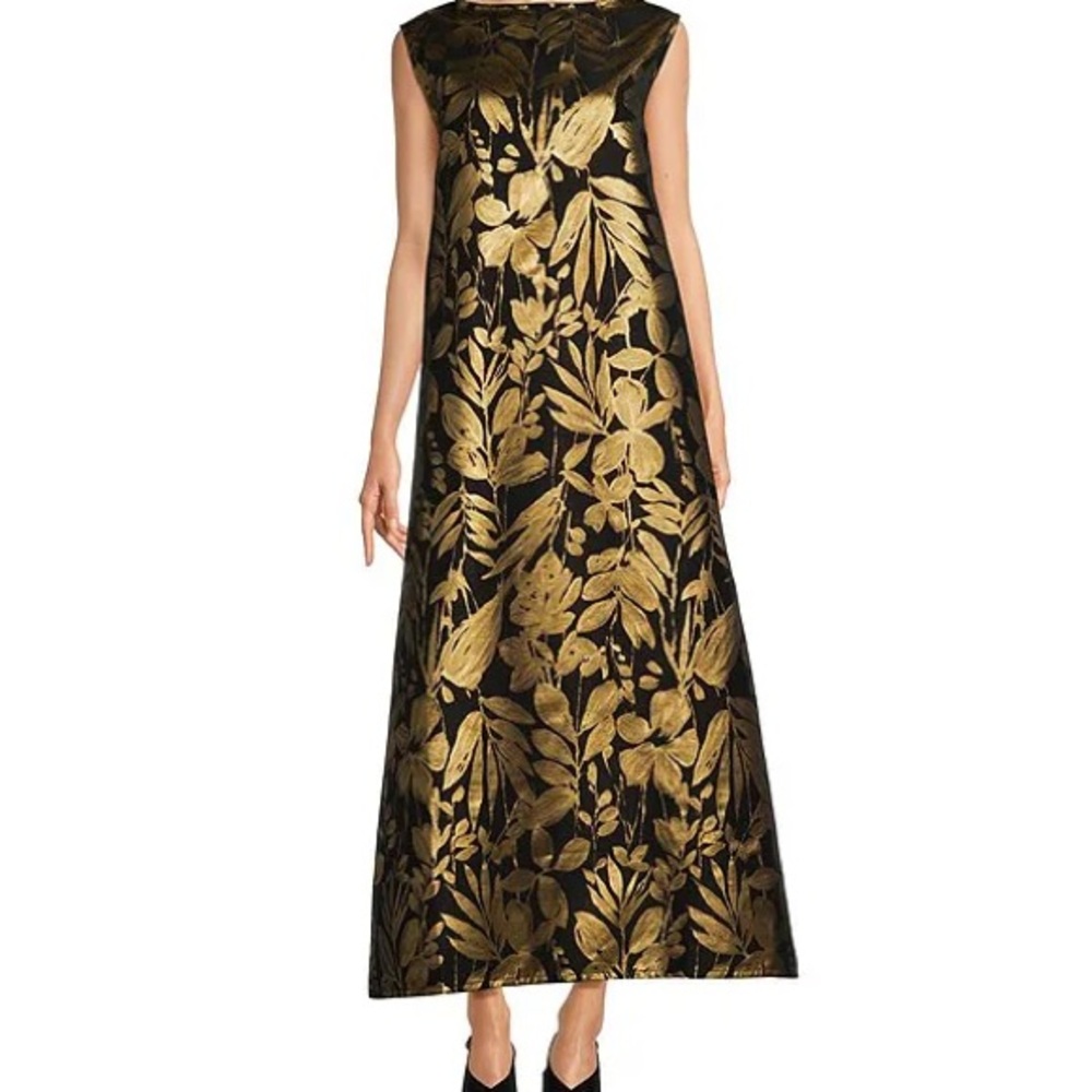 Bryan Walker NWT Elegant Black and Gold Floral Dress S